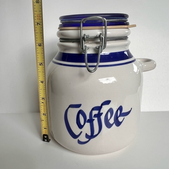 Vintage Clay Designs Coffee Canister Crock Hinged Lid Italian Made Fidenza - Picture 6 of 7